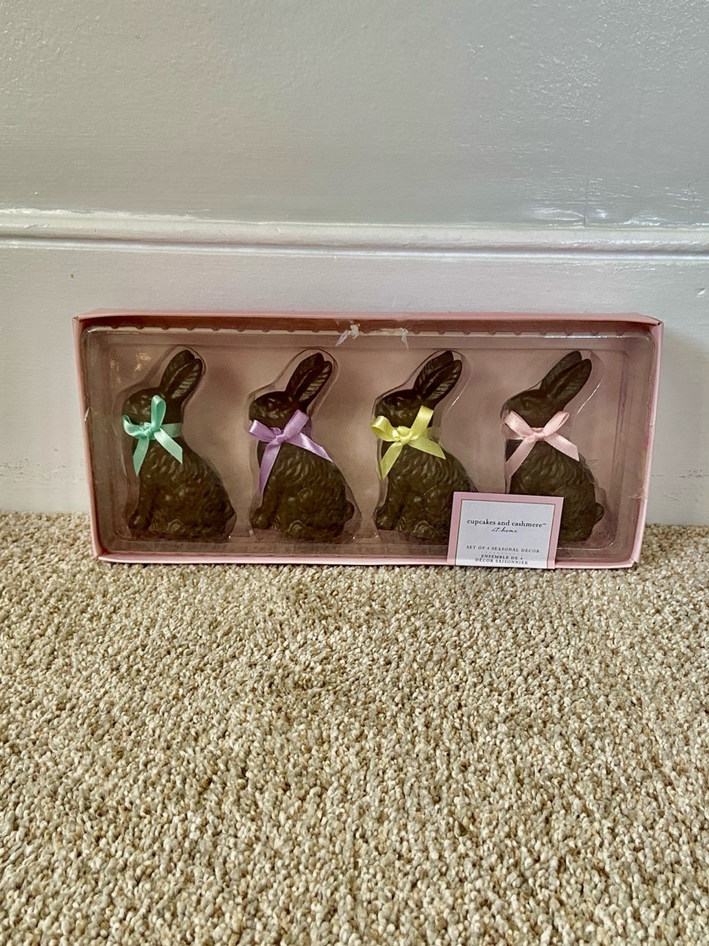 NWT Cupcakes & Cashmere Set of 4 Seasonal Decor Faux Chocolate Bunny Easter